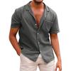 Men's Solid Color Pocket Button Short Sleeve Shirts Men's Casual Fashion Short Sleeve Shirts