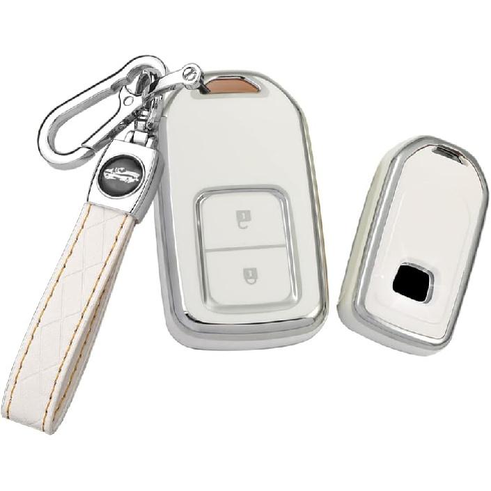 HIBEYO 2 Button Key Fob Cover for Honda CR-V HR-V Odyssey Vezel Crosstour Spirior Jade Crider Civic CRV Avancier URV Acura CDX ILX Accessories with