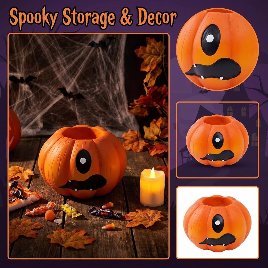 Halloween Troll Pumpkin Resin Decorative Bowl for Candy Storage and Home Decor