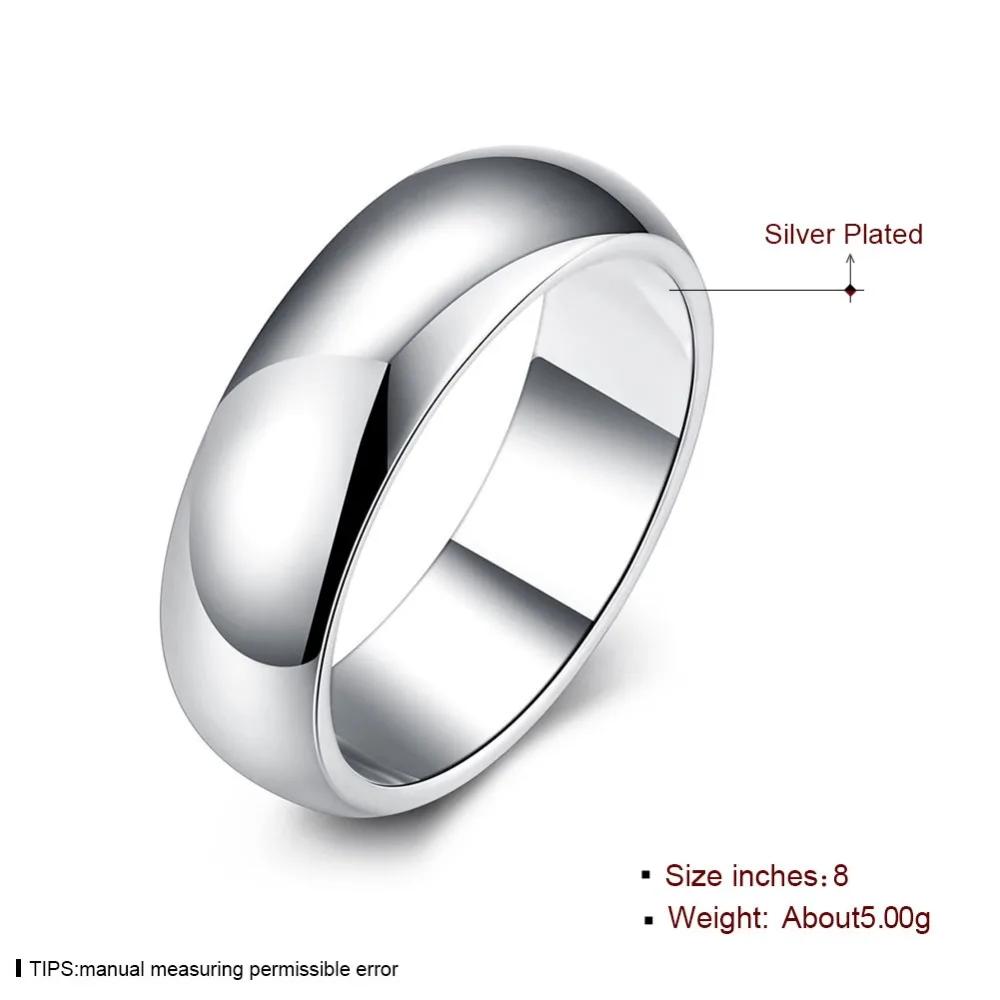 High Quality 925 Sterling Silver Ring Fashion Simple Smooth Round Ring Party Jewelry for Women Size 5 6 7 8 9 10 11