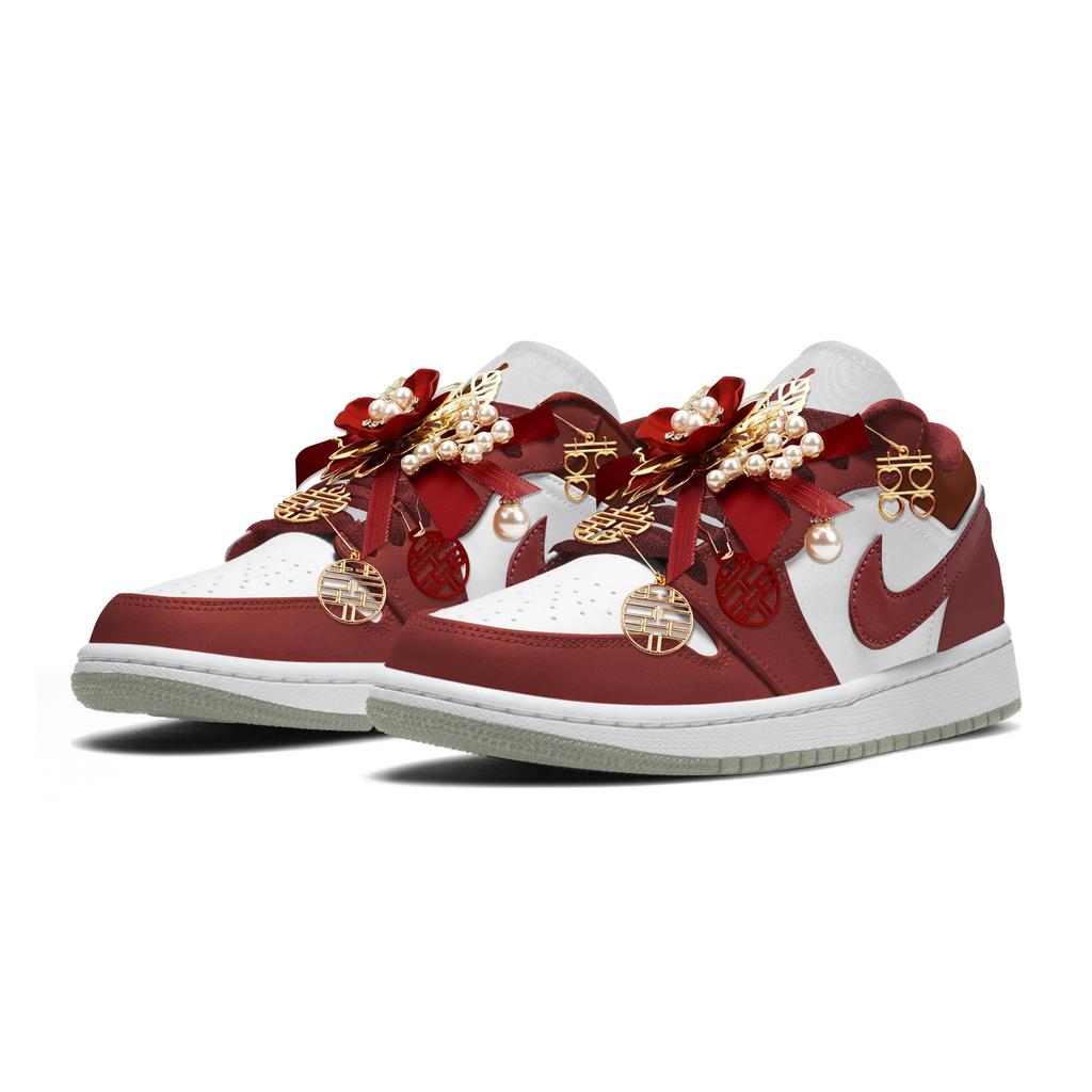 Jordan Air Jordan 1 Abrasion Resistant Low top Skateboard Shoes Unisex Red 553560-133(Team1258-)