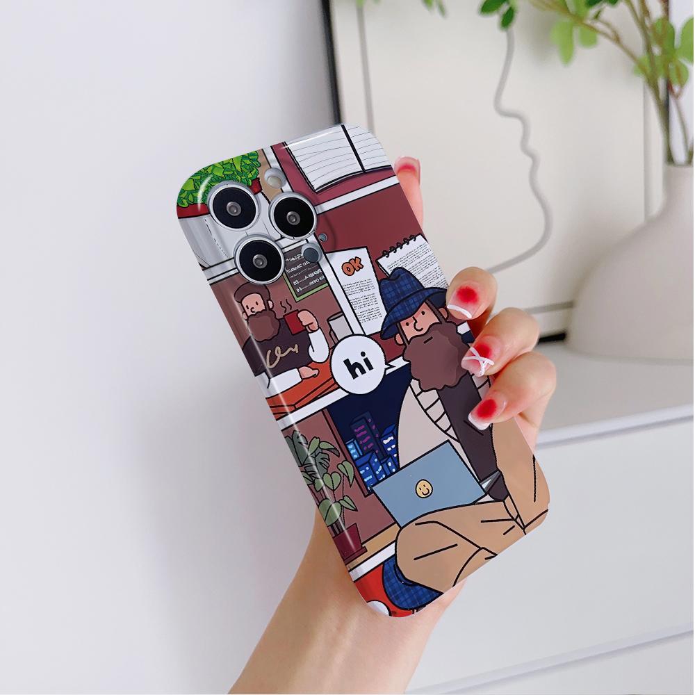 All-inclusive Film Handyhülle Cartoon Mode Design Hartschale Vollständige Abdeckung Kameraschutzhülle für iPhone Huawei Honor Vivo Google
