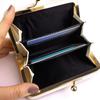 Hiroko Koshino Femme Bifold Wallet with Clasp Large Popular Brand Women's Closure, Two-Tone Design, Capacity, (Black)