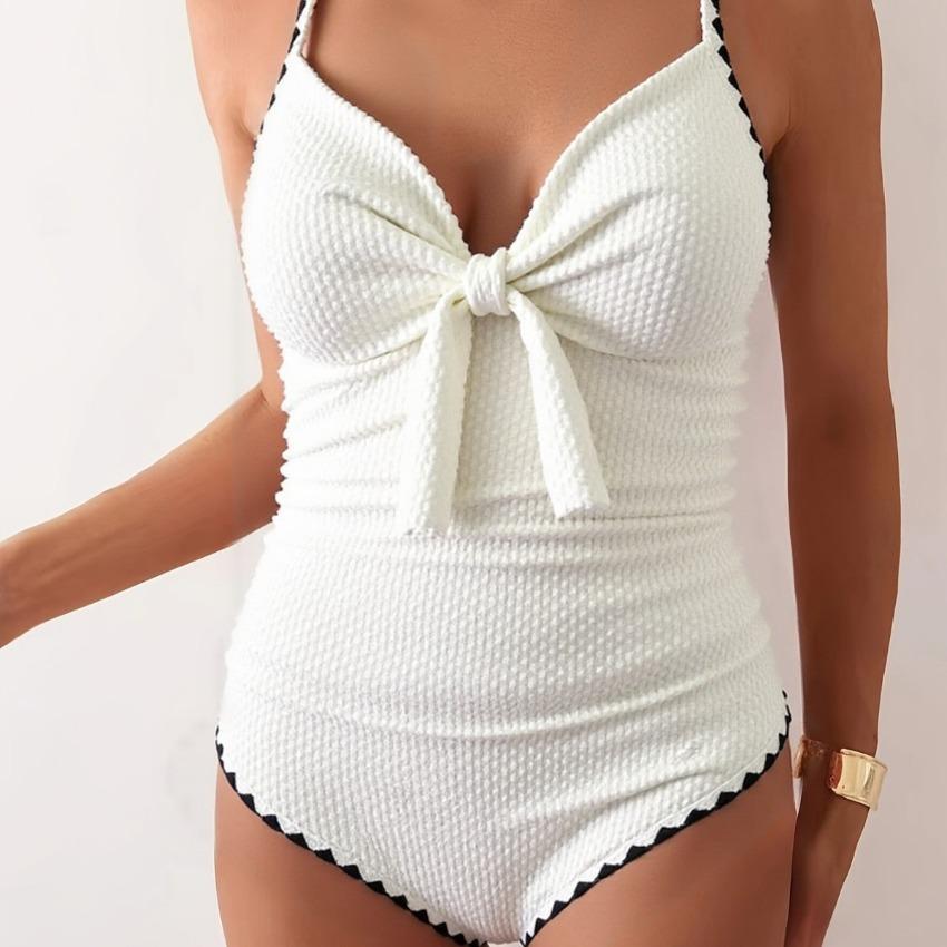 Nouveau Modèle 2026 - Maillot de Bain Amincissant Une Pièce Rétro Minimaliste Sophistiqué pour Vacances Spa - Femme