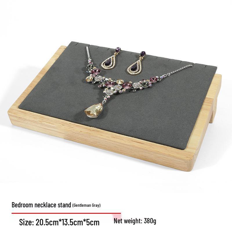 Solid Wood Jewelry Display Stand for Earrings, Rings, and Necklaces with Jade Tray