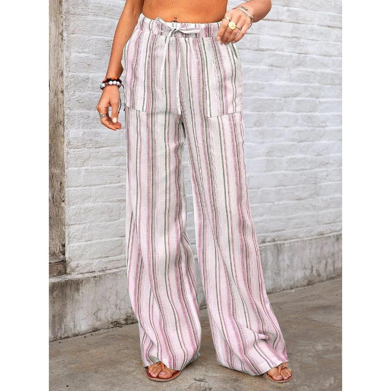 Spring Summer Women's Pants Fashion Loose Striped Printed Casual Pants Women