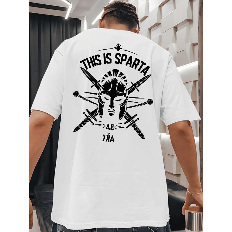 European Size This Is Sparta Men's T-shirts for Back Printed T-shirts for Basketball Training, Round Neck Short-sleeved Shirts