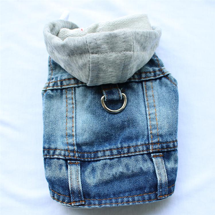 Stylish Denim Dog Jacket with D-Ring, Cozy Spring/Fall Jeans Hoodie Coat for Small Medium Dogs, Pet Outerwear Puppy Clothes