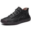 Men's Autumn Short Boots: High Top Leather, Flat Bottom, Outdoor Work Wear Casual Shoes. Large Size Cross-border Sneakers.
