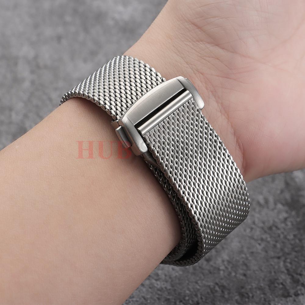 For Omega Seamaster 007 20mm 22mm Silver Black Mesh Bracelet Flat Interface Stainless Steel Watch Strap Quick Release Men Women