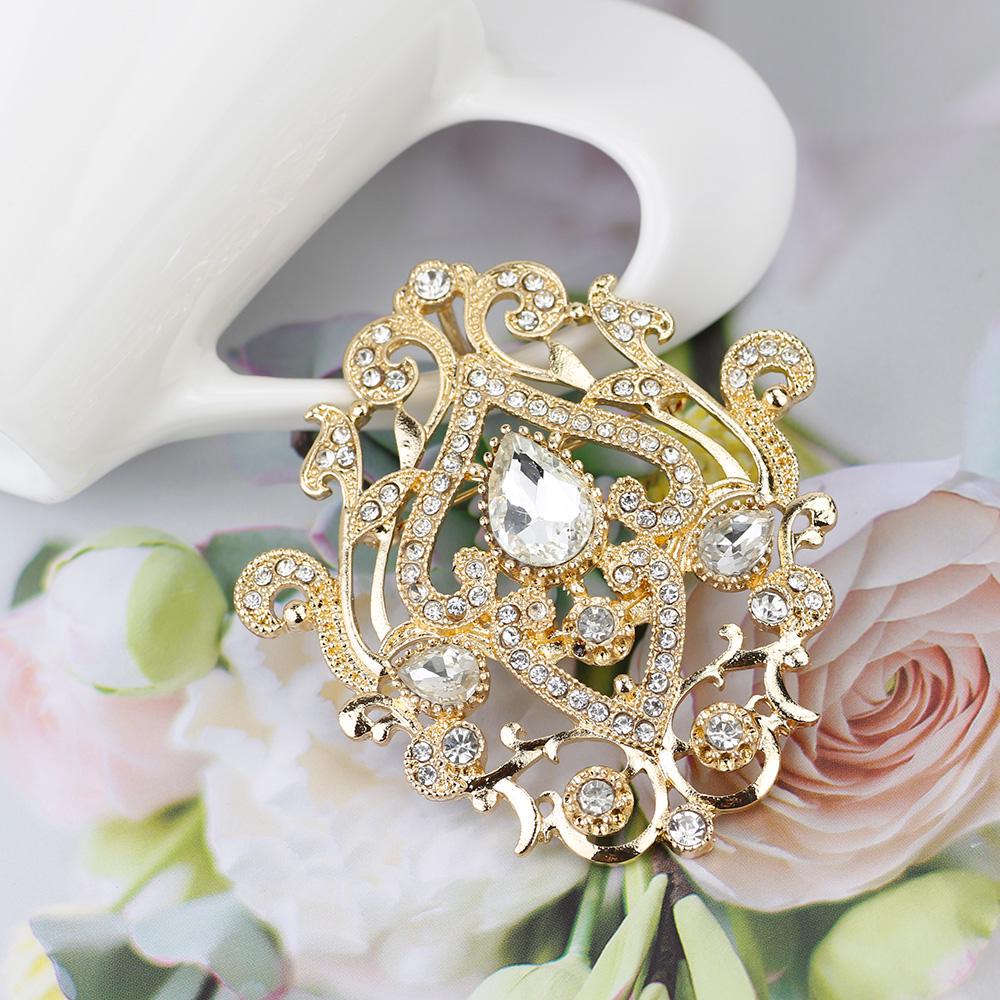 

Золотой Цвет Кристалл Брошь Дизайн Этнические Свадебные Украшения Хиджаб