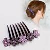 Korean Style Rhinestone Flower Hair Comb: Women's Summer Seven-Tooth Hairpin Headwear