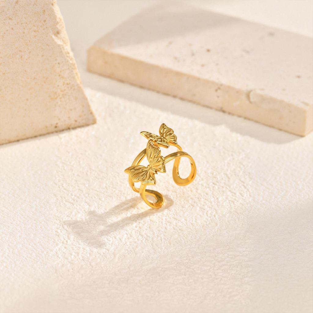 Unique Stainless Steel Three Drop Butterfly Earrings for Women Gold Plated Butterfly Stud Earrings Fashion Jewelry Gifts
