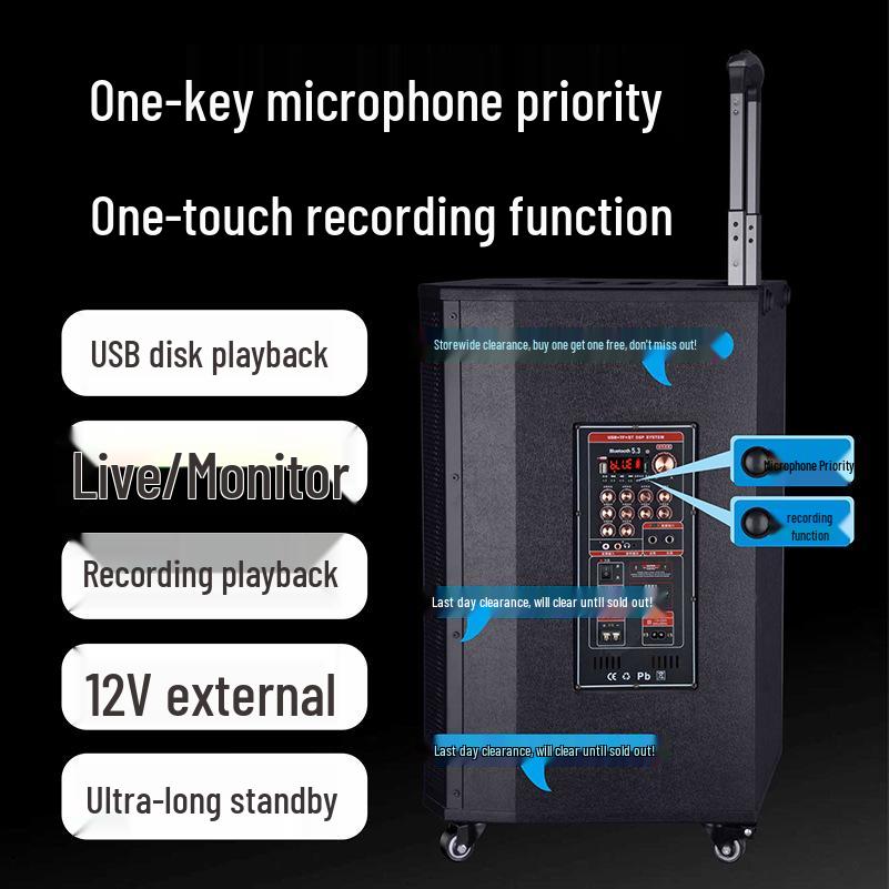 Portable Outdoor Bluetooth Speaker with High Volume and Power for Square Dance and KTV Performances