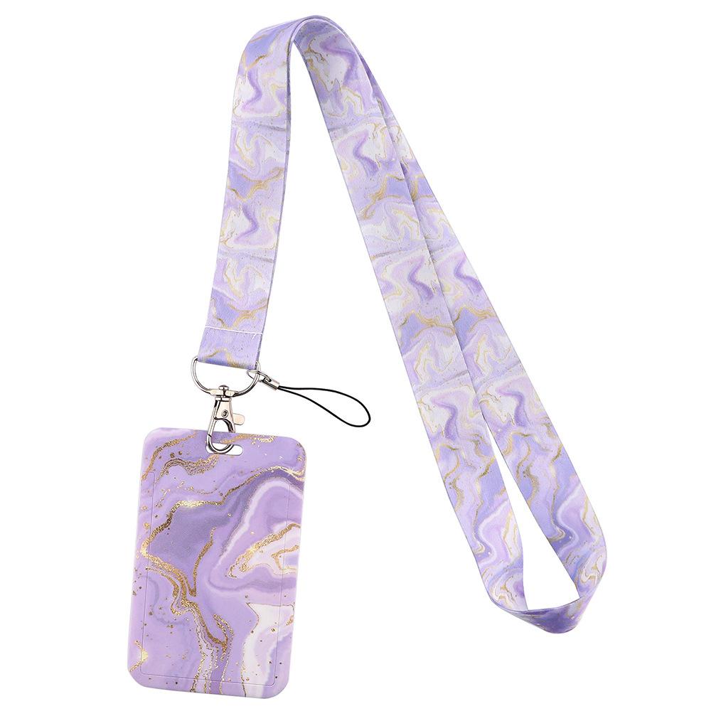 Marble Texture Phone Lanyard & Card Holder for Student/Work ID, Meal & Bus Access.