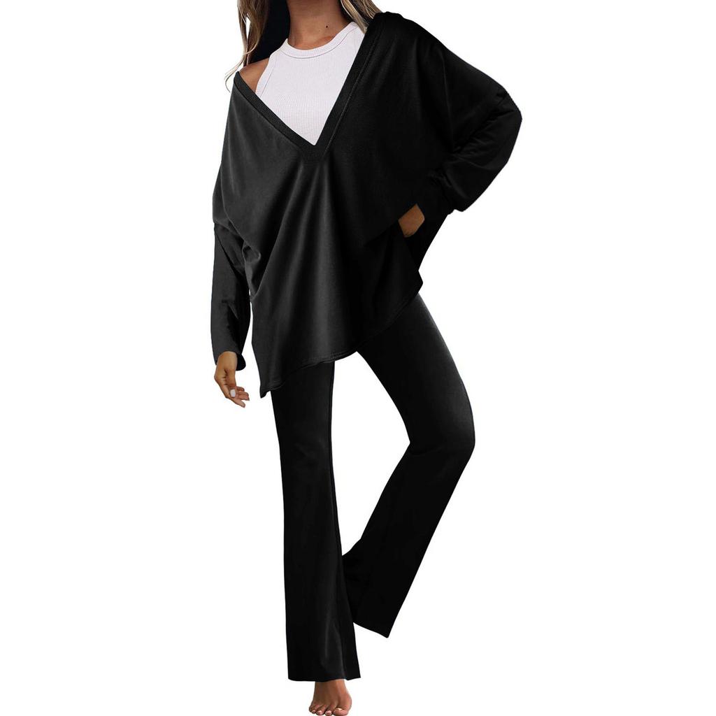 Women'S Long Sleeve Suit Cotton Suit Women'S Two-Piece Suit Casual Plus Size Reversible T-Shirt Top Workout Sports Tracksuit