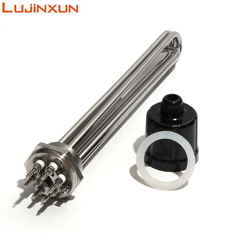Lujinxun Heating Element With Probe / Ground Screw DN32 1 1/4" BSP Thread 3U Tubular Electrical Immersion Heater 3/4.5/6/9/12KW