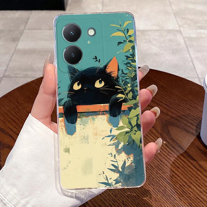 Jelly Casing For Vivo Y36 V2247 V2248 4G Y27 5G Y77T Y27S Y100I Clear Silicone Soft TPU Back Cover Cute Cat Rabbit Phone Case