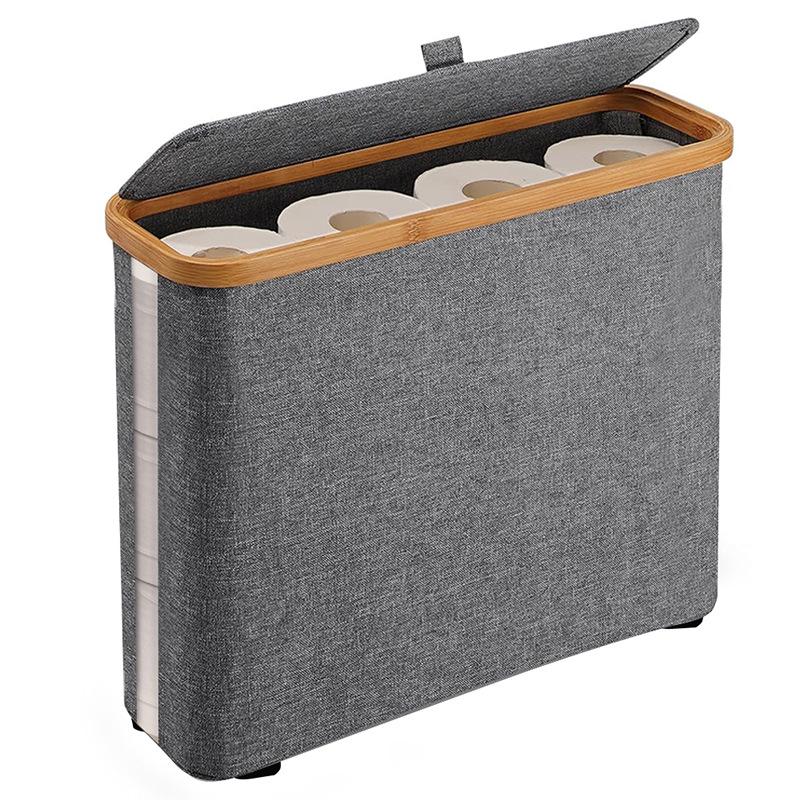 Foldable Bamboo Laundry Basket with Lid and Inner Bag for Bedroom or Bathroom