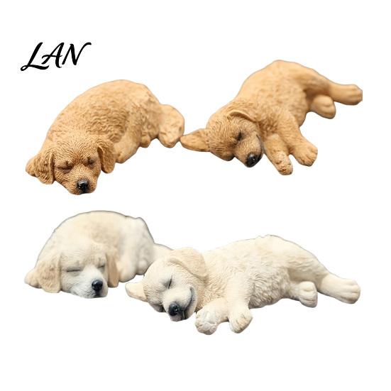 Cute Puppy Car Dashboard Decorations 2Pcs Sleeping Resin Dog Figurine, Decor for Creative Gift Lovers Women, Mini Calming Statue Desk, Interior