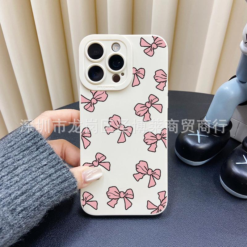 Pink bow for Apple 15 mobile phone case iphone12promax set 14/13/11/XSMAX pupil eye 16