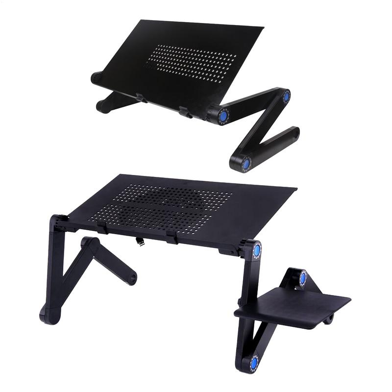 Portable Adjustable Laptop Desk Stand Cooler Fan Ergonomic Lapdesk For Bed Sofa PC Notebook Table Desk With Mouses Pad