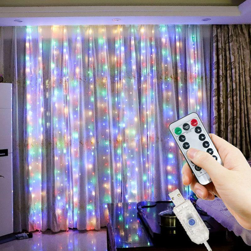 Xiaomi 6x3M/3x3m Curtain Garland on The Window USB Power Fairy Lights Festoon with Remote New Year Garland Led Lights Christmas Decor