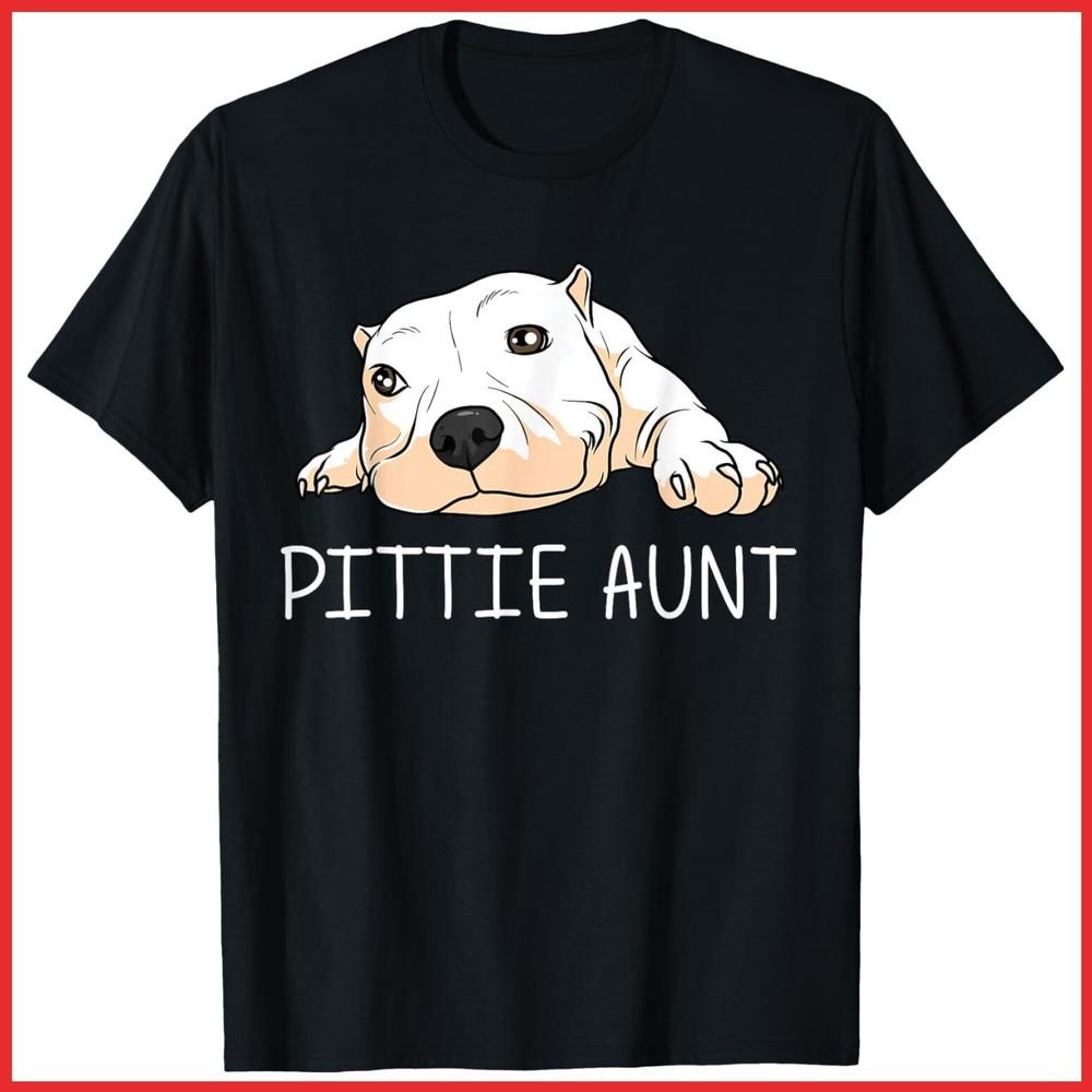 Pittie Aunt Funny Pitbull Gift For Aunt Black Cotton T-Shirt Unisex T-Shirt XXL