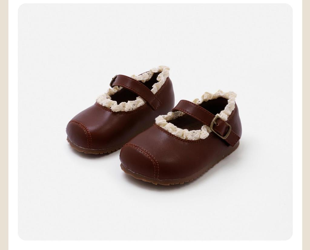 Frühling 2026 Kinder Mary Jane Schuhe aus Leder mit Spitzenbesatz - Rutschfest, Weiche Sohle Baby Prinzessinnen Stil