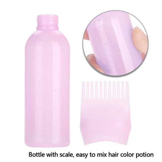 Barber Shampoo Bottle 120ml High-Density Plastic Hair Dye Applicator with Comb Scalp Massage Portable Salon Essential