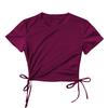 Sexy Drawstring Tie Bare Midriff Slim Tank Top Women Short Sleeves Bottoming Crop Tops Camisetas Mujer