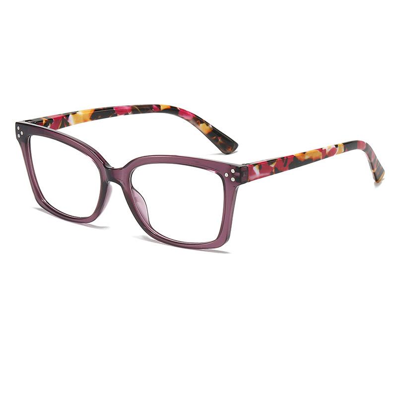 

Stylish Timeless Design Square Rice Nail Women Frame Reading Glasses Color Shift Anti Digital Device Blue Ray Hyperopia Eyeglass 0