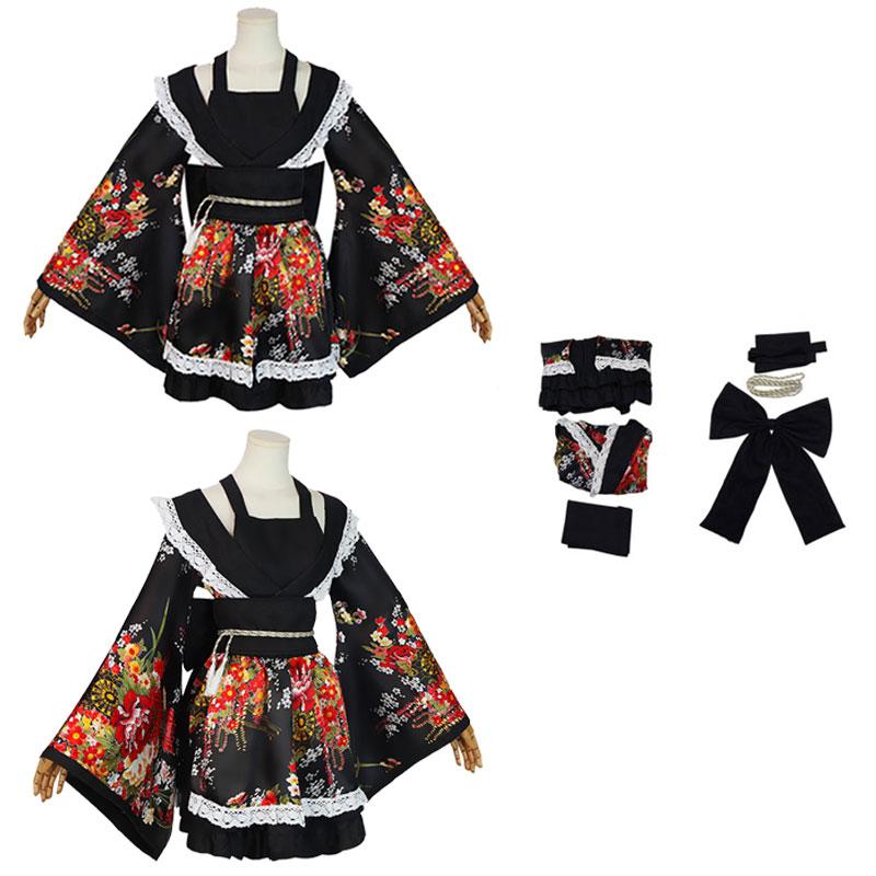 Gokuraku Maria Jodo Maid Outfit Cosplay Costume Set Lolita Uniform Play Role