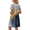 Dresses For Women Short Sleeve Print Round Neck Casual Dresses Waist Dress With Pockets
