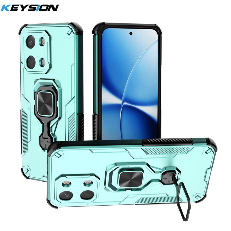 KEYSION Shockproof Armor Case for POCO X8 Pro Max Silicone+PC Upright Metal Live Ring Stand Phone Cover for Xiaomi POCO X8 Pro