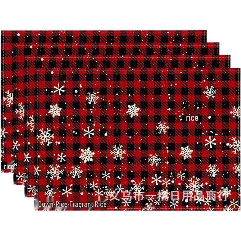 Christmas Snowman & Snowflake Plaid Insulated Placemat - Festive Table Decoration
