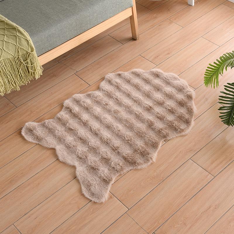 Bubble Fleece Faux Rabbit Fur Carpet - Full Coverage Tatami Floor Mat for Home, Bedroom, Living Room, or Bedside Custom Size
