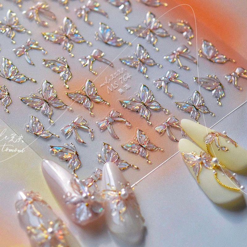 

Gilding Edge Butterfly Nail Sticker Relief New Arrival 3dstereo Internet Celebrity Ins Japanese Style 2025 Nail Sticker Decoration Phnom Penh Butterfly 764 (Jelly)
