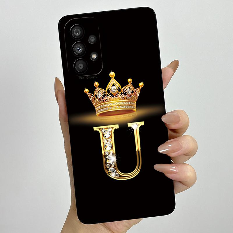 Phone Case for Samsung Galaxy A72 A52 A52S 4G 5G Liquid Silicone Soft Shockproof Lens Protective Cover Luxury Crown Letter Cases