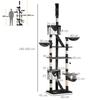 Ceiling Cat Scratching Post with Adjustable Height 240-260cm, Multi-Level Cat Tree with Beds, Hammocks and Ladders, Sisal Ropes, Dark Grey and White
