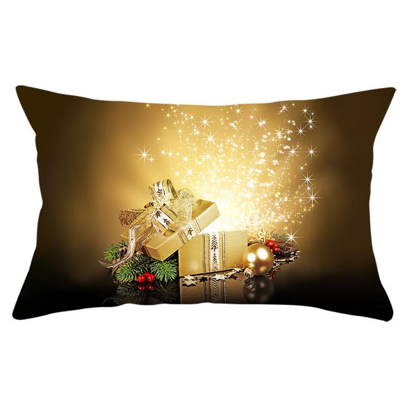 New Christmas Peach Skin Waist Pillowcase Gold Series Sofa Cushion Cover Bedside Pillow Cover