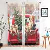 Set Of 2 Christmas Holiday Truck Puppy Curtains Suitable Living Room Bedroom Home Decoration Curtain With Blackout Polyester Perfect For Area