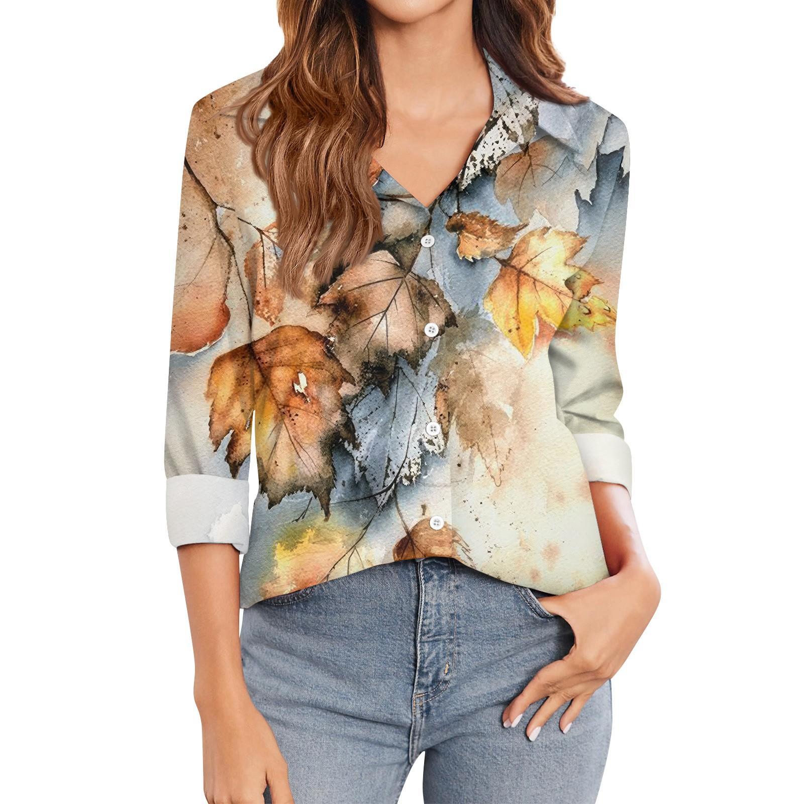 

Женская футболка с принтом, женская рубашка на пуговицах с длинным рукавом, блузка, повседневные топы M шафрановый