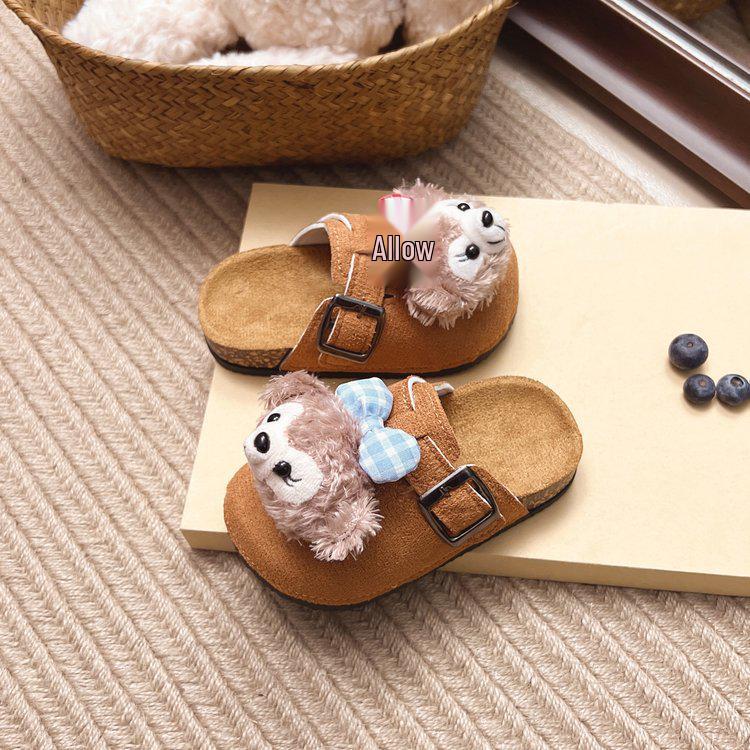 2025 Spring/Autumn Girls' Cute Cartoon Birkenstock Closed-Toe Slippers