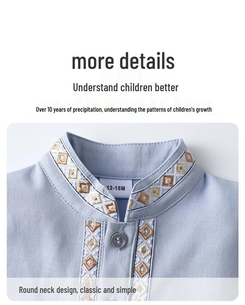 Popular Middle Eastern Boys' Embroidered Robe Set for Teens