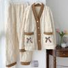 Taglie Forti Inverno Donna Caldo Abbigliamento da Casa Pigiama Signore Flanella Spesso Pile Corallo Oversize Lana Pigiama Peluche Velluto Corallo