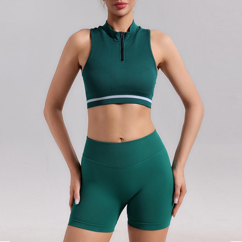 

Женский рубчатый танктоп для йоги на молнии до середины груди - Спортивное нижнее белье без косточек для бега, фитнеса, тенниса Medium