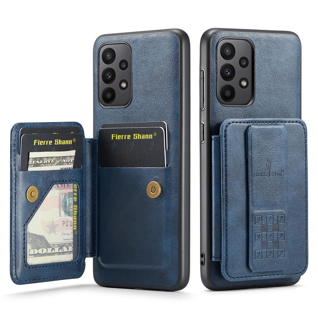 For Samsung Galaxy A23 4G Case Leather+TPU Phone Cover Built-in Magnetic Holder Metal Sheet