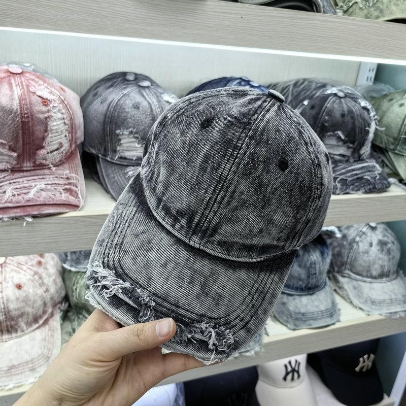 Washed and Broken Tie-dyed Denim Baseball Cap Men's Old Fashion Young Couple Versatile Face Small Casual Cap