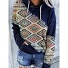 Kadın Western etnik baskılı kapüşonlu sweatshirt Günlük retro baskılı kapüşonlu sweatshirt kadın giyim üstleri